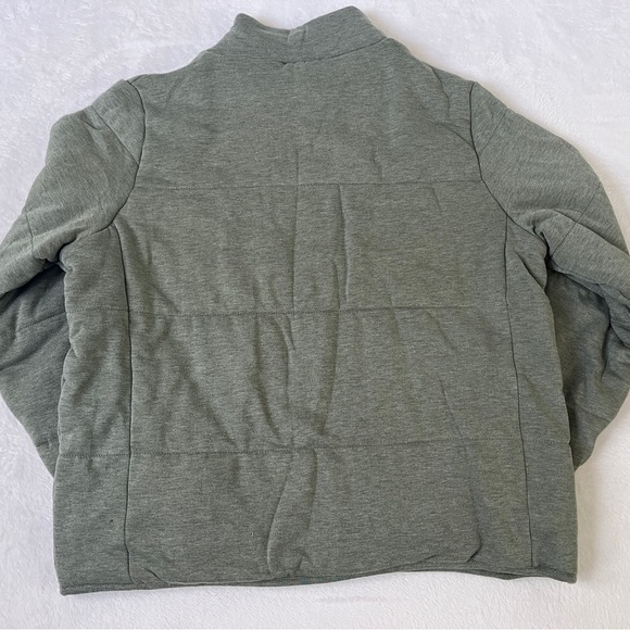 Three Dots Sz Large Sage Green Knit Material Lightweight Puffer Coat Athleisure - Picture 2 of 11